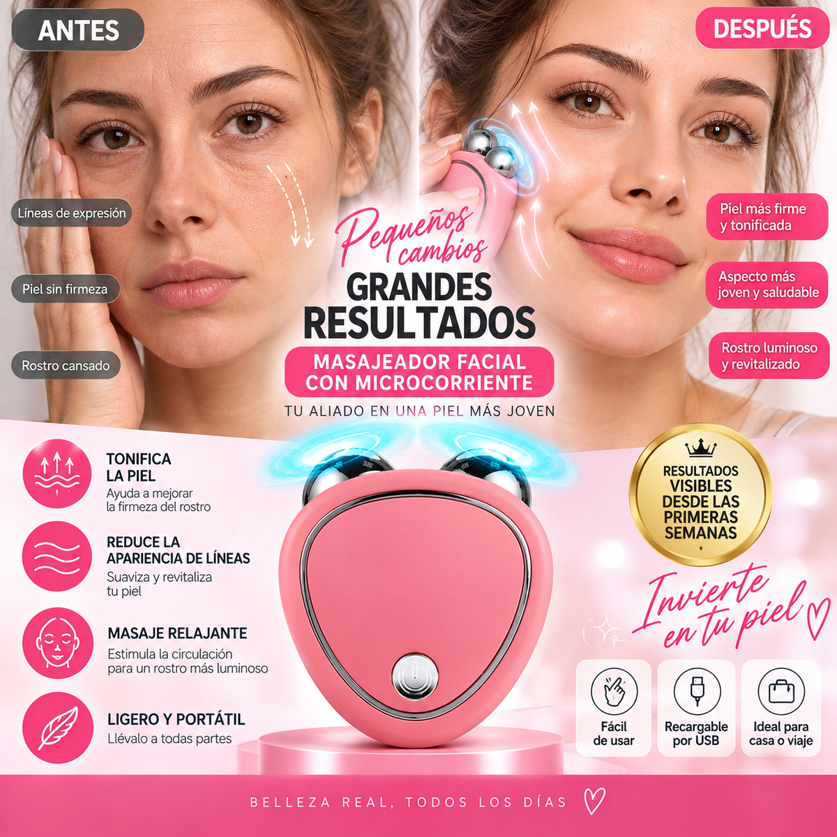 Masajeador Con Microcorriente Facial