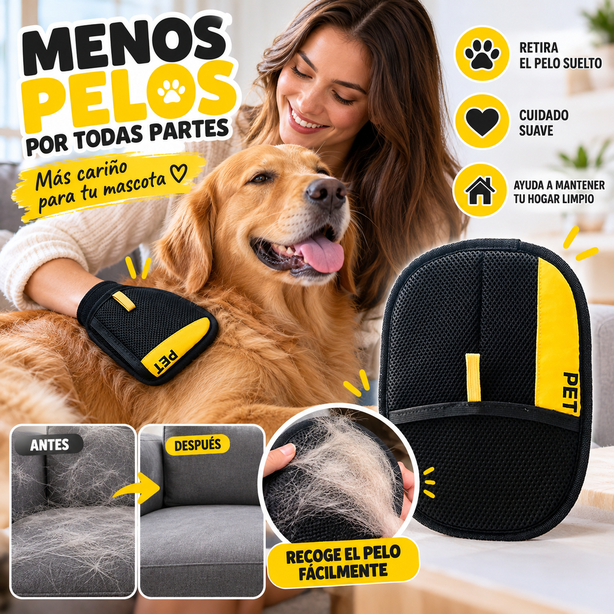 Guante Quitapelos para Perros y Gatos
